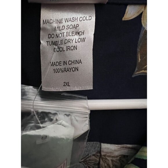 Hawaii Hangover Mens Blue Hawaiian Aloha Floral Button Up Shirt 2XL Pocket New - Picture 9 of 9